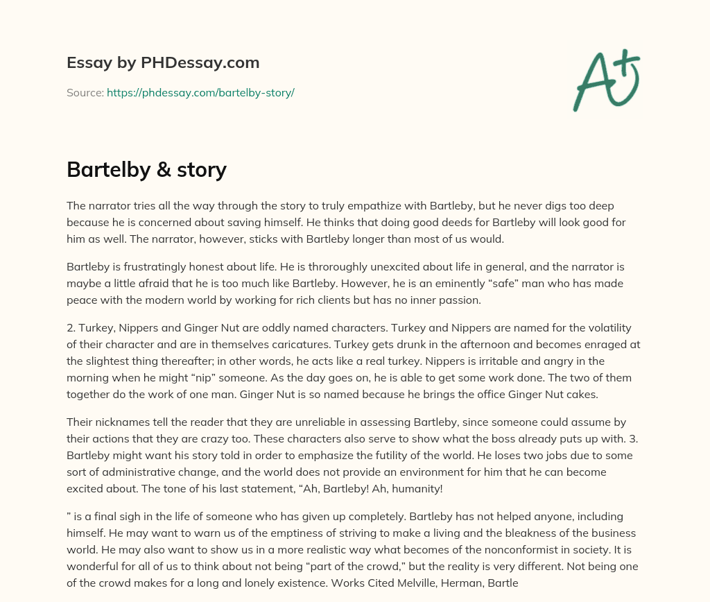 Bartelby &  story essay