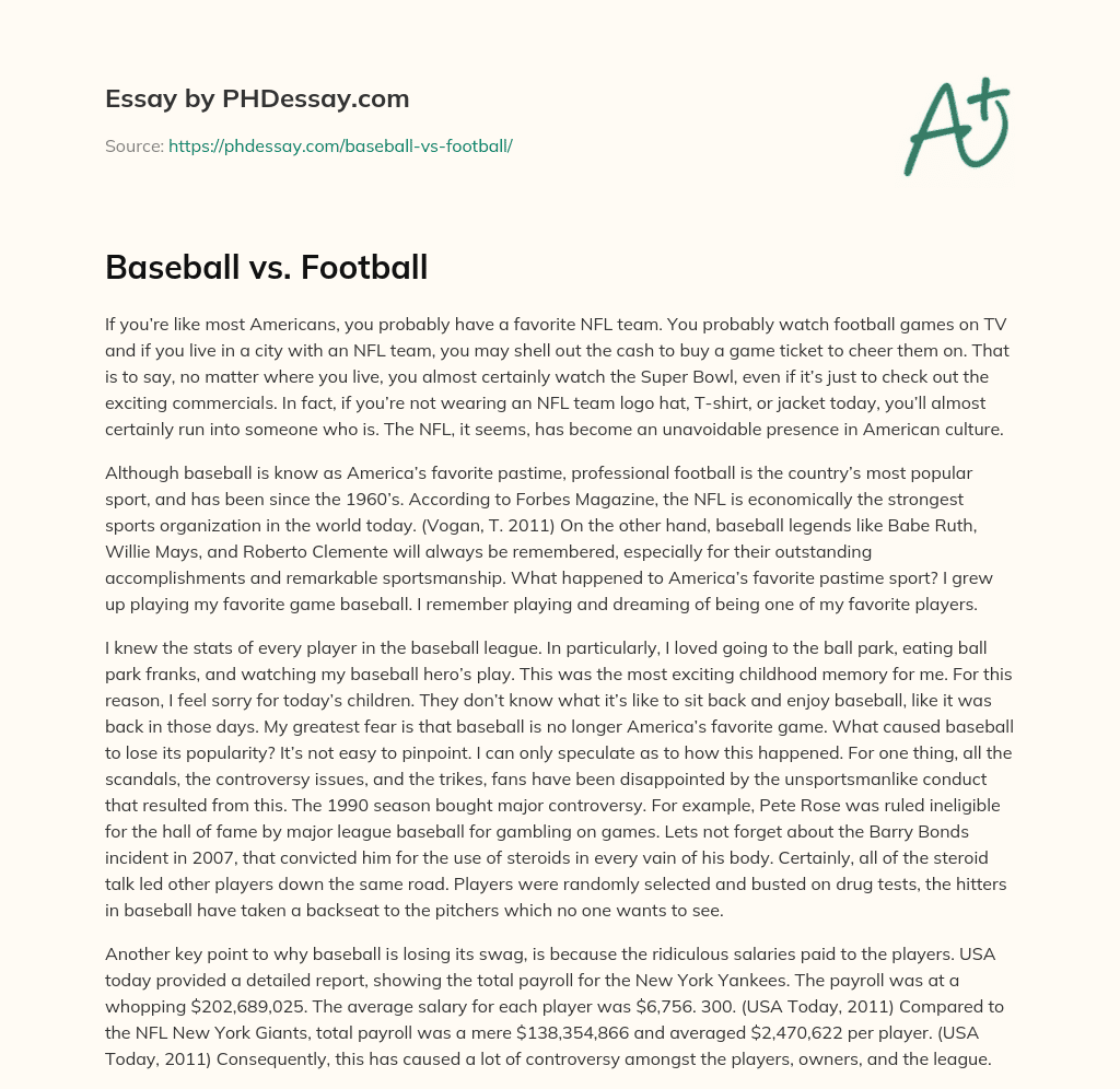Baseball vs. Football