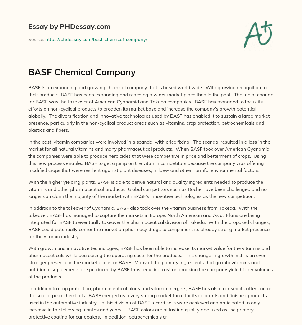 BASF Chemical Company essay