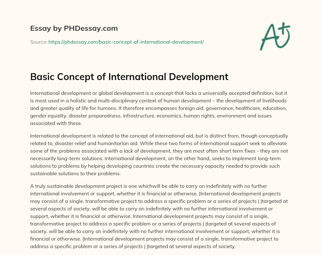 Basic Concept of International Development essay