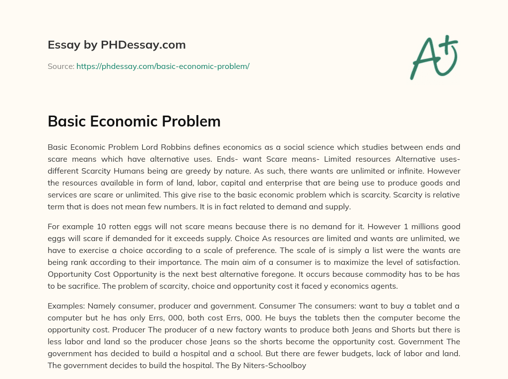 Basic Economic Problem essay