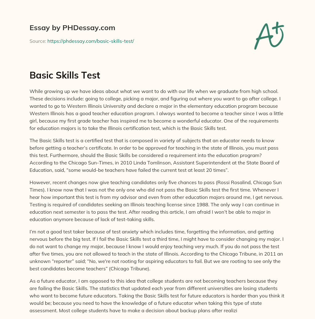 Basic Skills Test essay