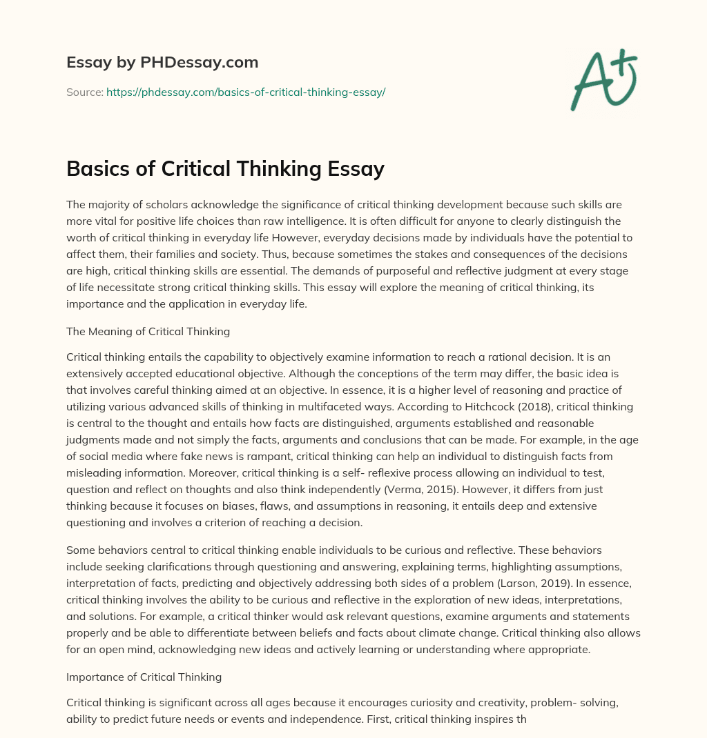 introduction for a critical thinking essay