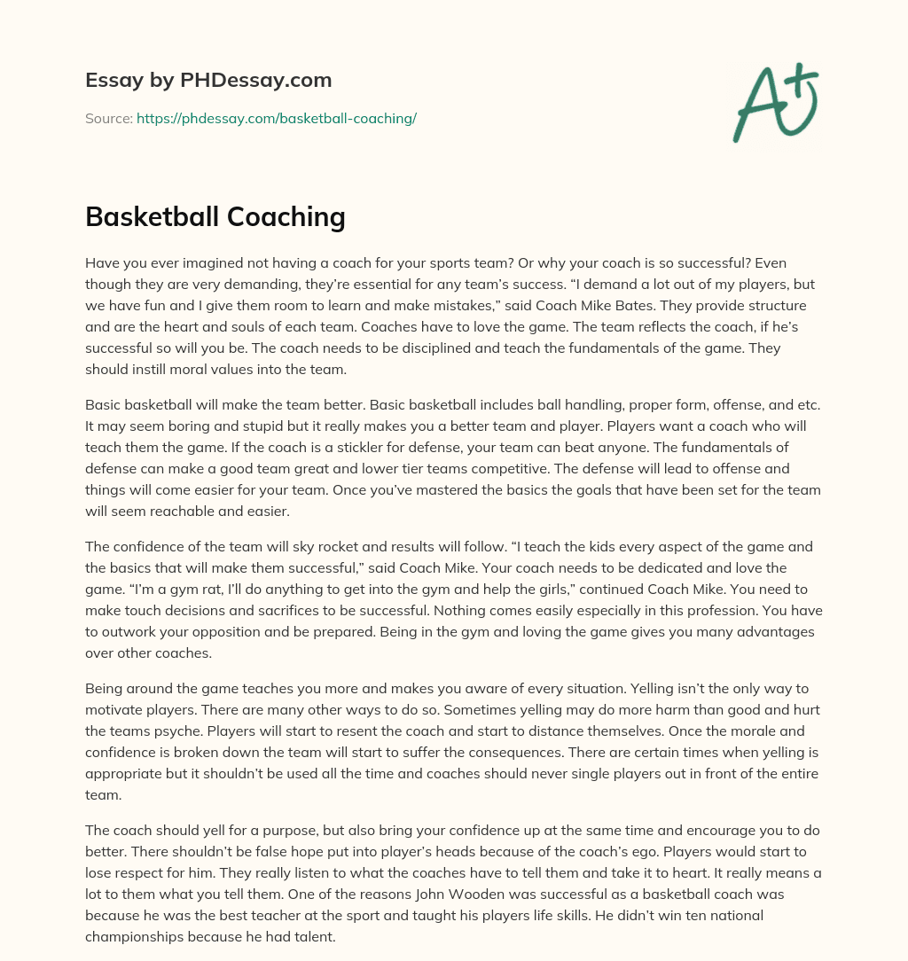 basketball coach essay