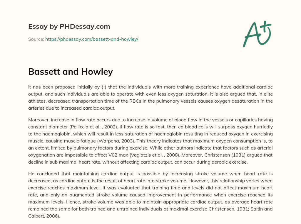 Bassett and Howley essay