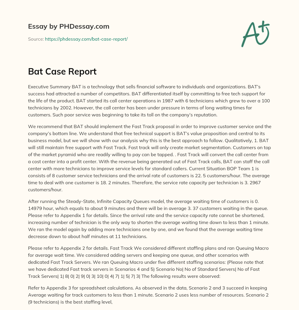 Bat Case Report essay
