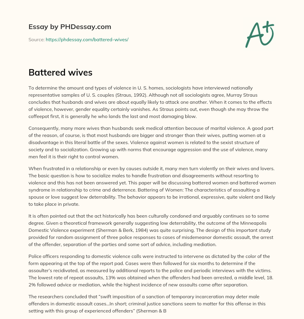 Battered wives essay