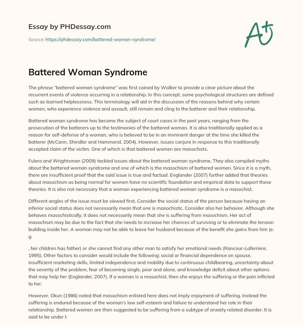 research paper on battered woman syndrome