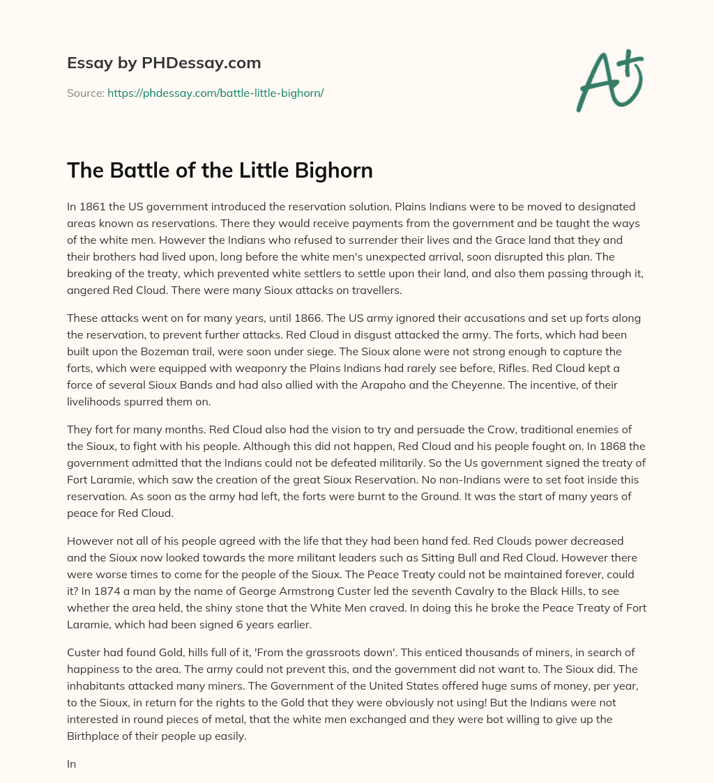 The Battle of the Little Bighorn essay