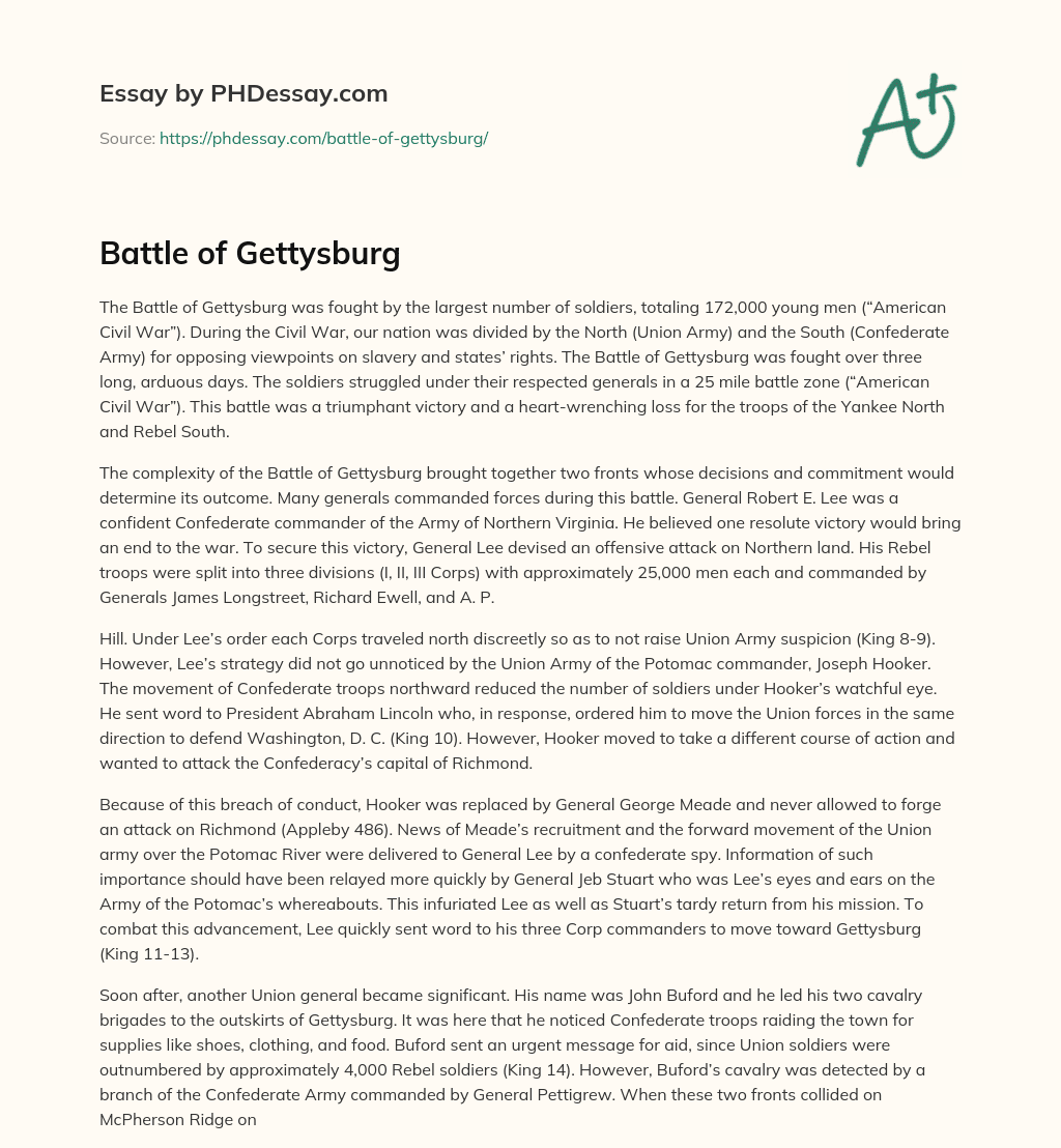Battle of Gettysburg essay