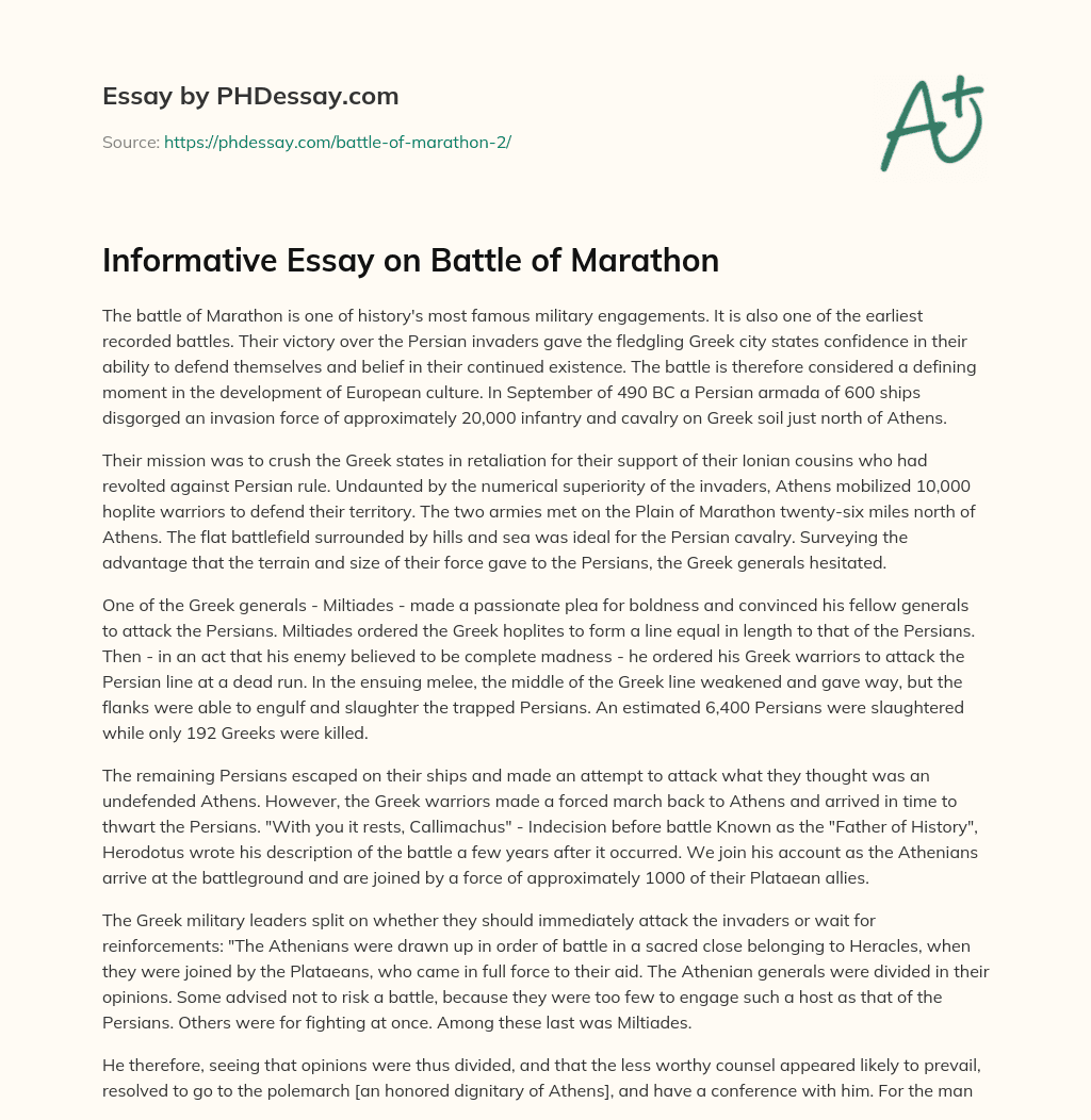 Informative Essay on Battle of Marathon essay