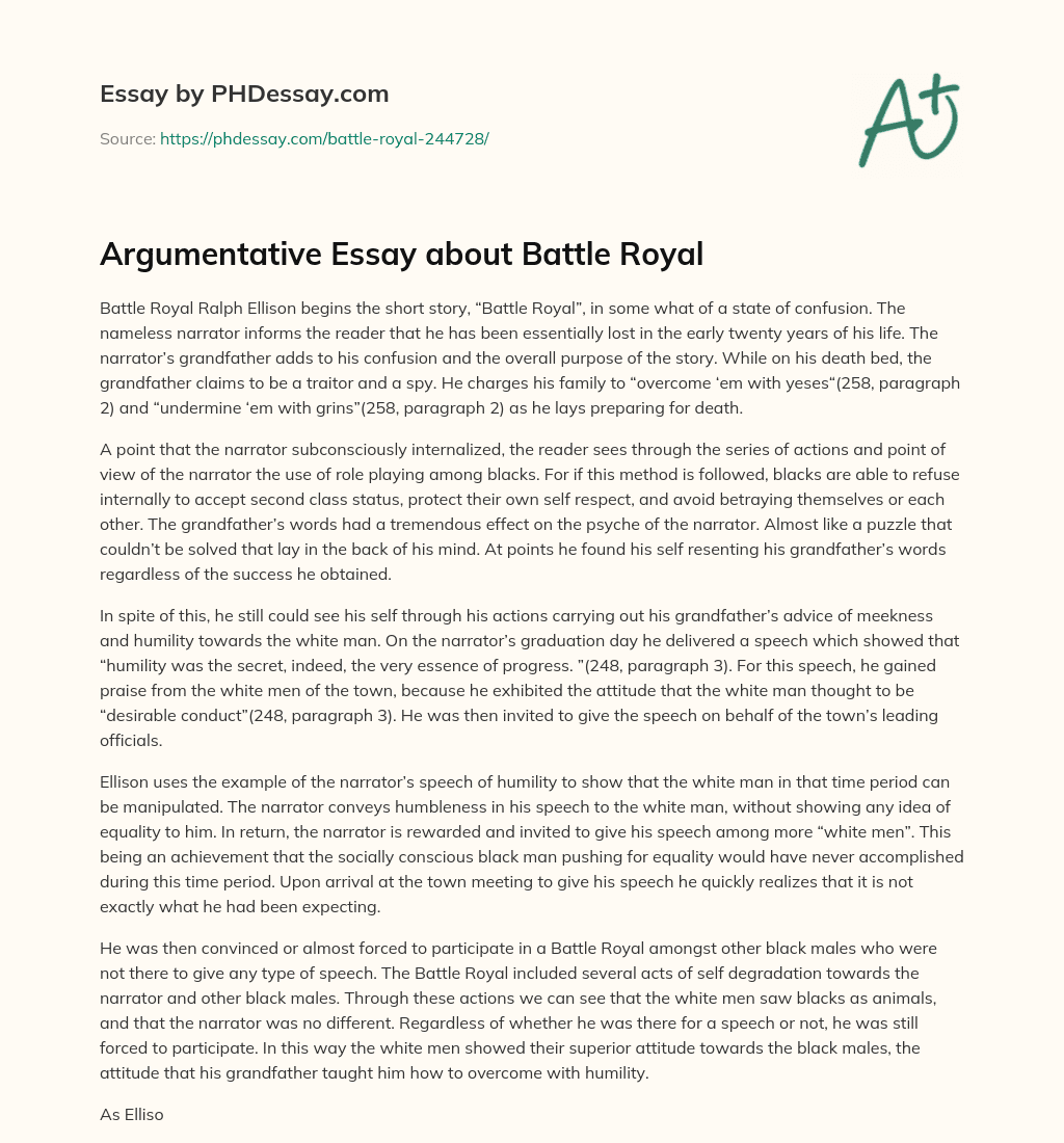 Argumentative Essay about Battle Royal essay
