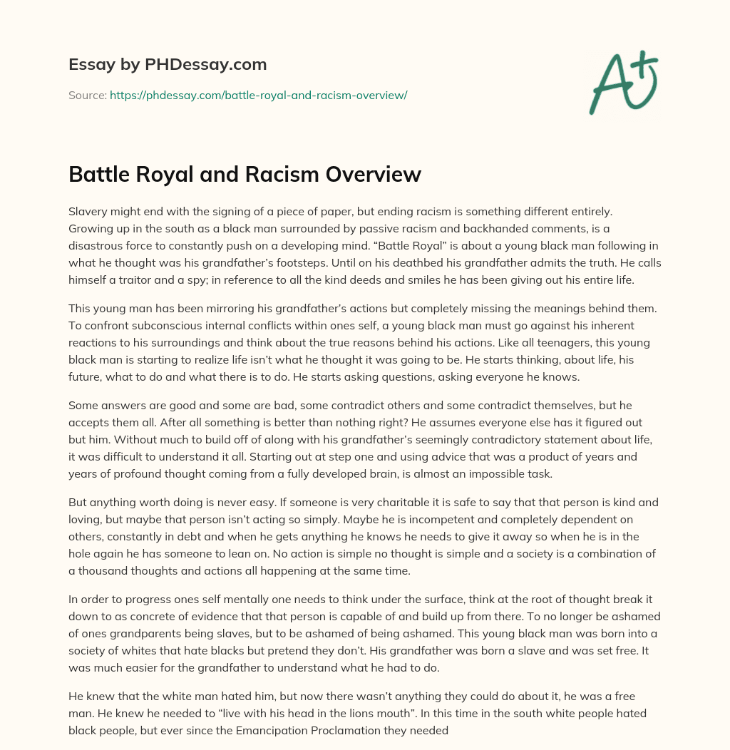 Battle Royal and Racism Overview essay