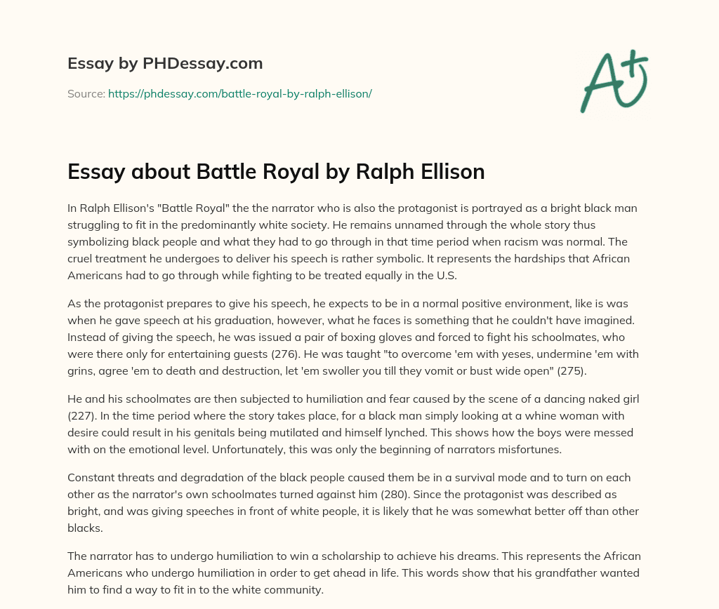 Essay about Battle Royal by Ralph Ellison essay
