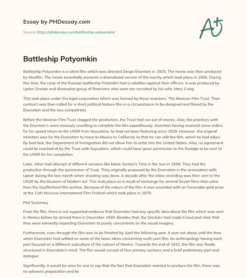 Battleship Potyomkin essay