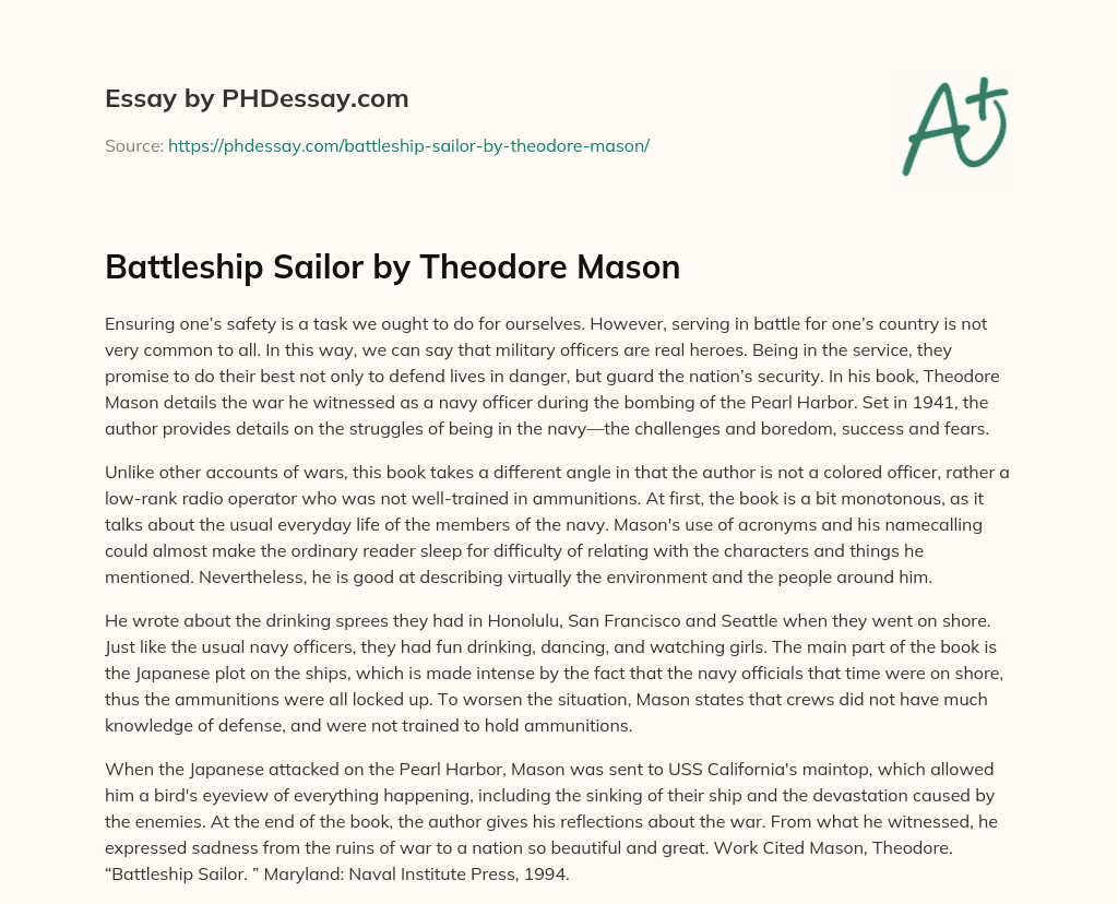 Battleship Sailor by Theodore Mason essay