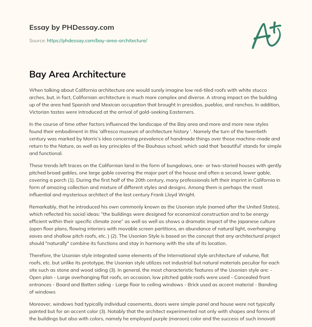 Bay Area Architecture essay
