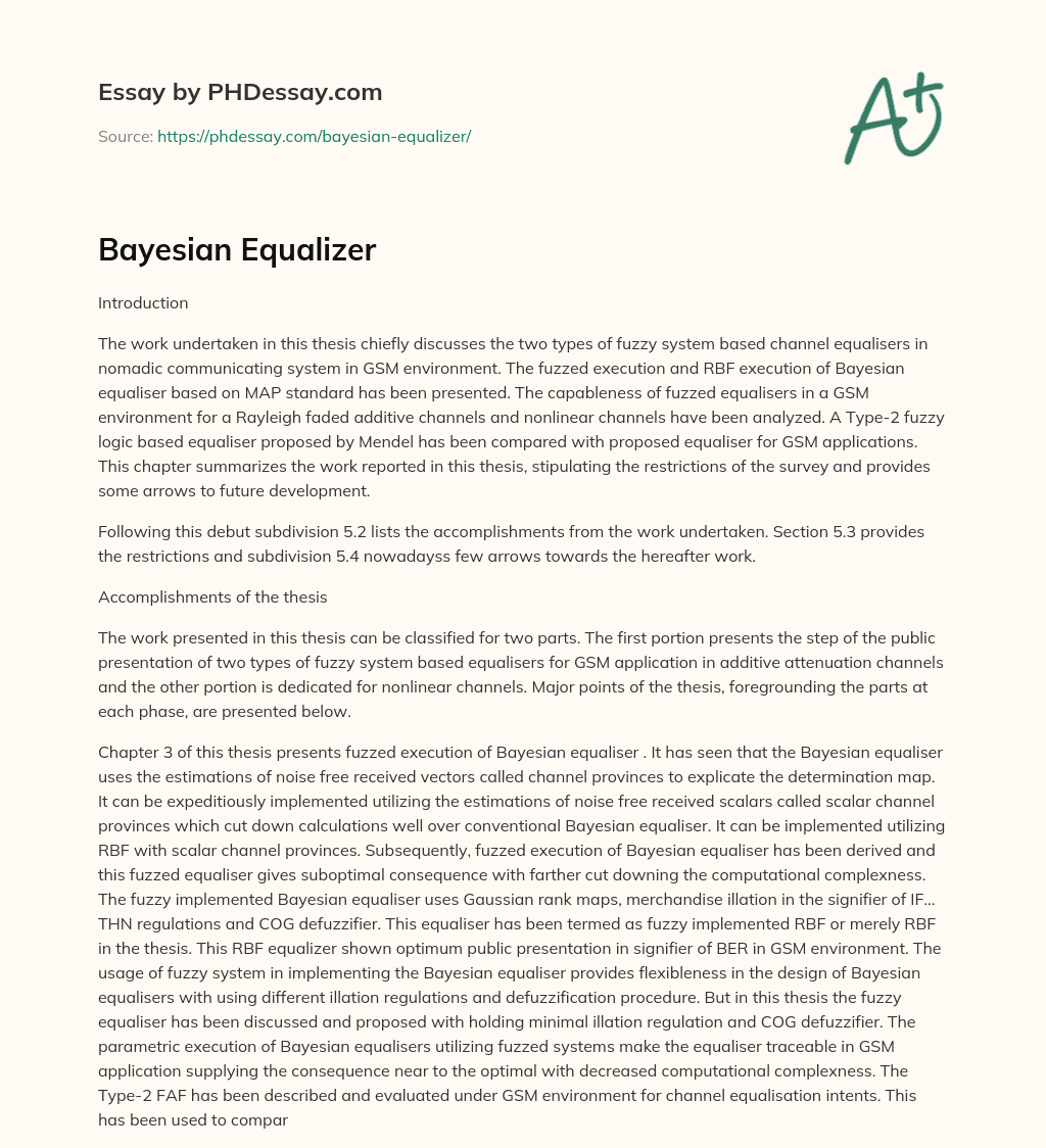 Bayesian Equalizer essay