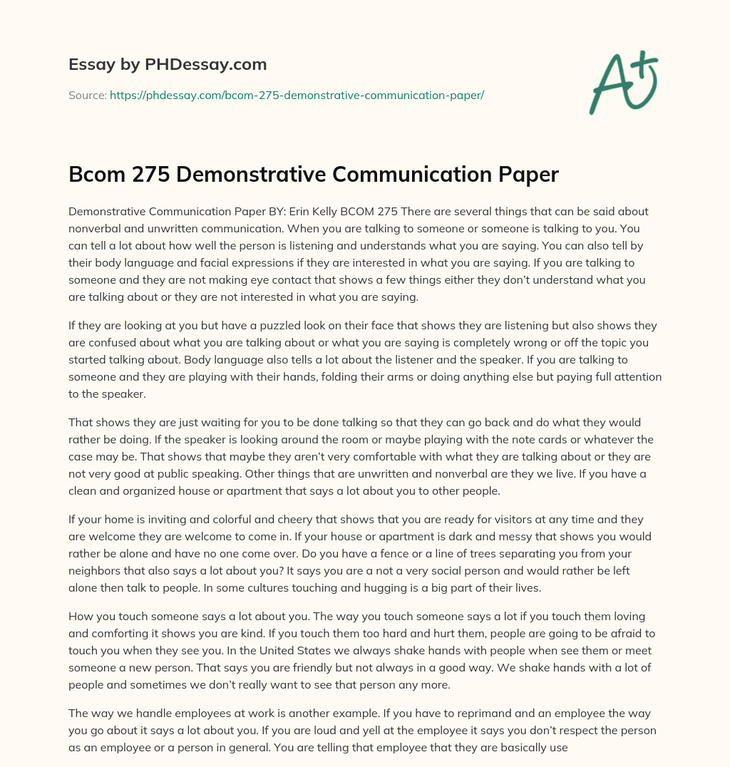 Bcom 275 Demonstrative Communication Paper essay