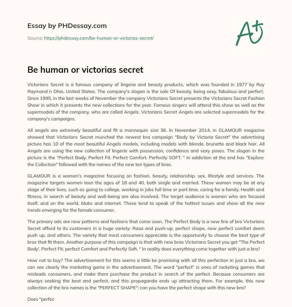 Be human or victorias secret essay