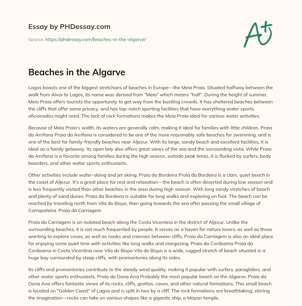 Beaches in the Algarve essay