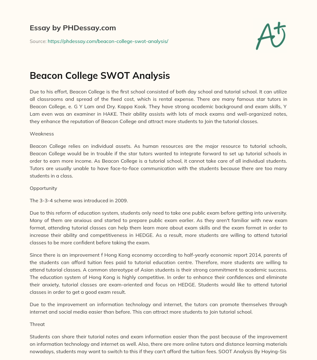 swot analysis college essay