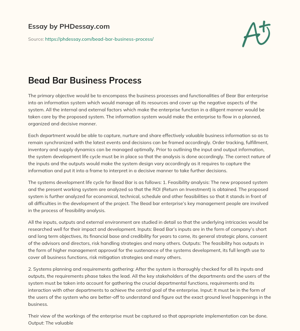 Bead Bar Business Process essay