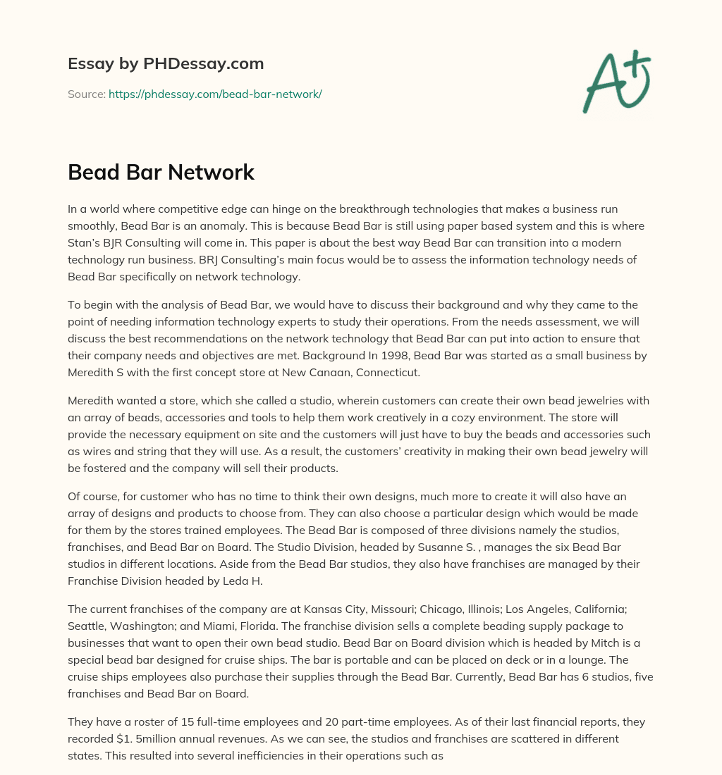Bead Bar Network essay