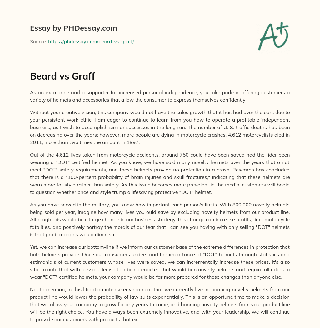 Beard vs Graff essay