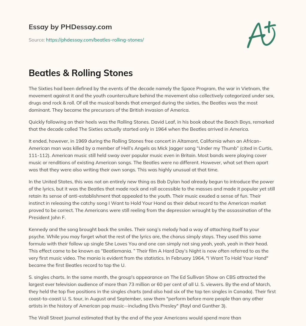 Beatles & Rolling Stones essay