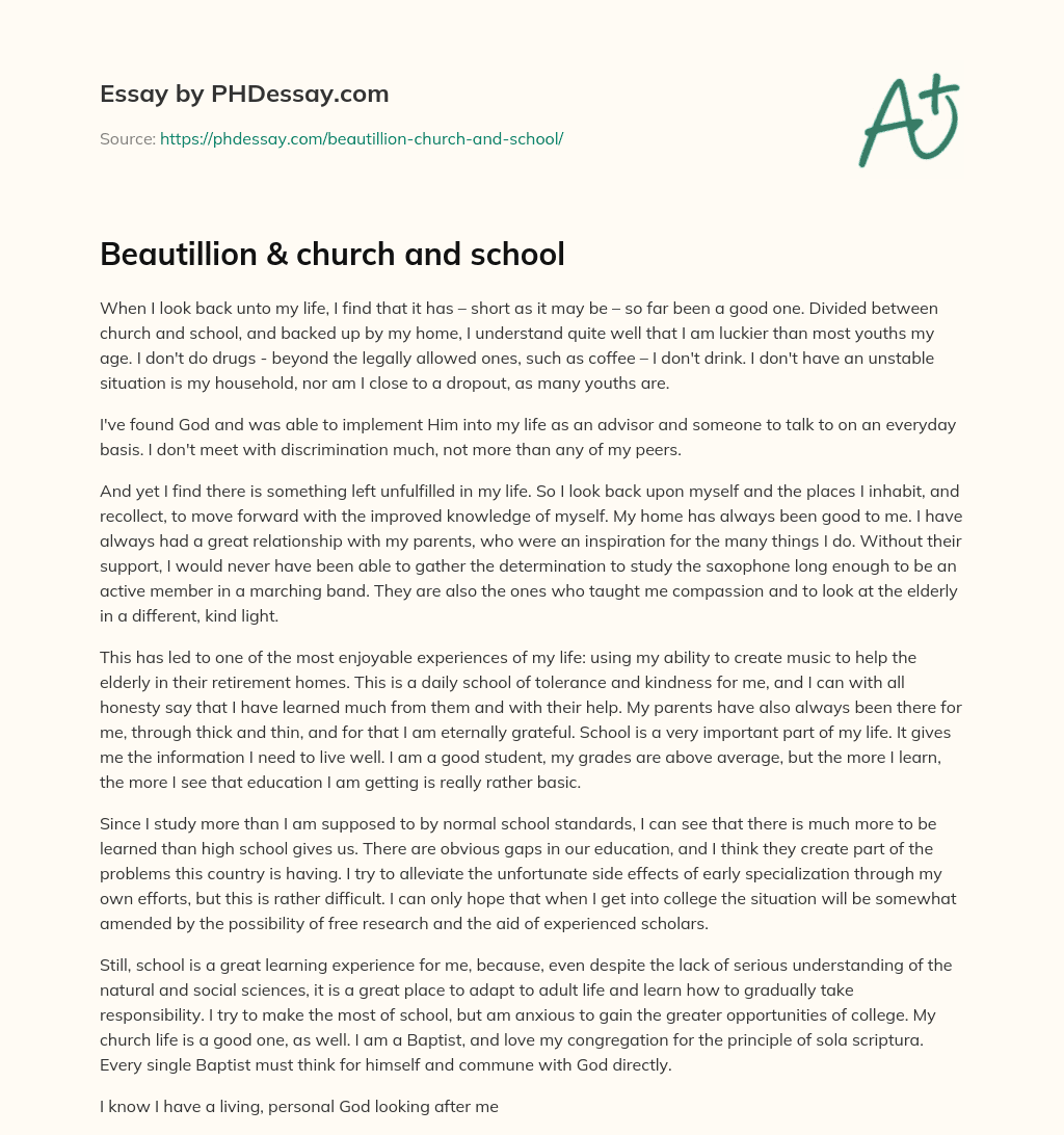 Beautillion &  church and school essay