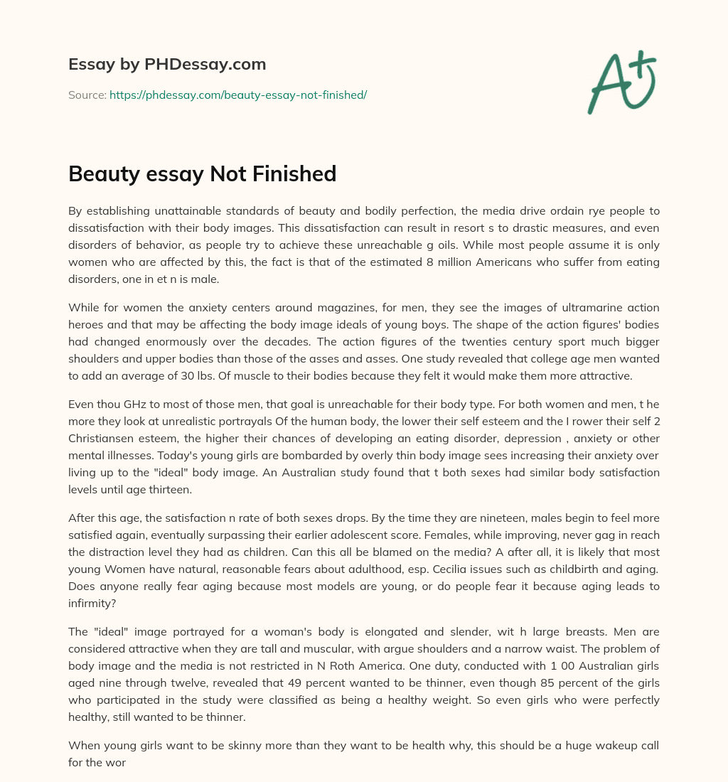 Beauty essay Not Finished essay