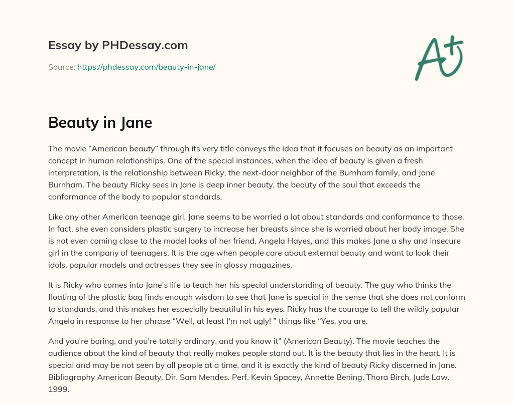 Beauty in Jane essay