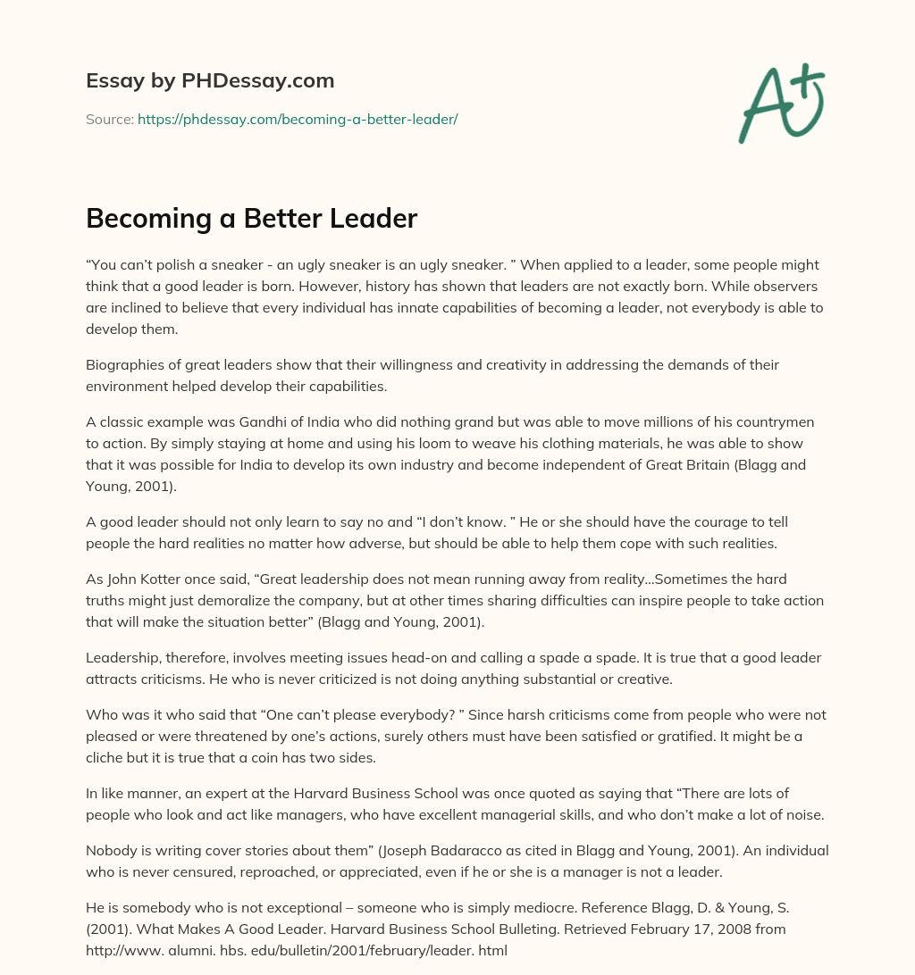 Becoming a Better Leader essay
