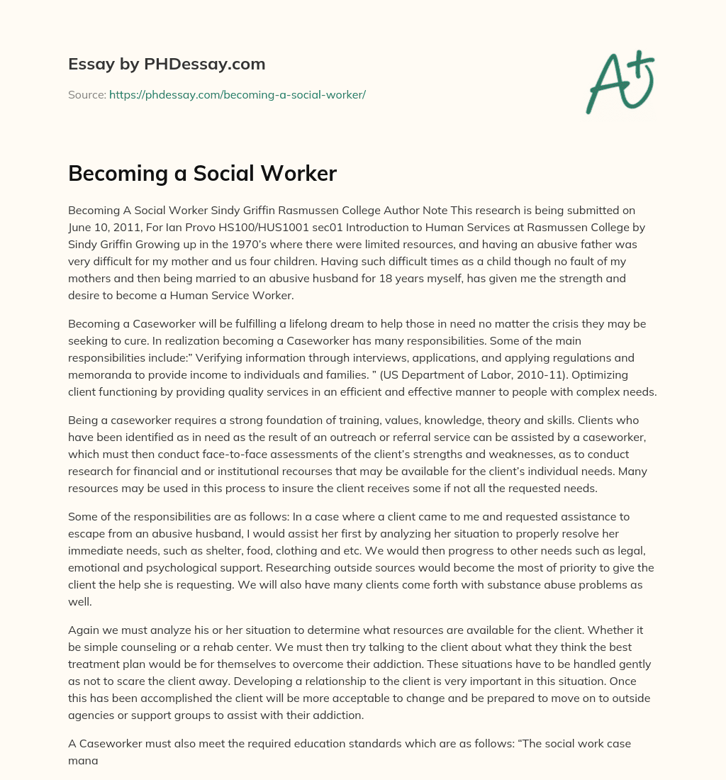 essay on becoming a social worker