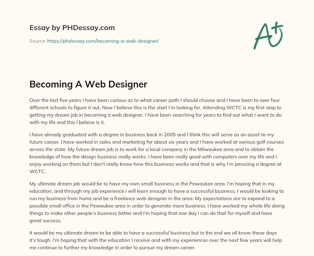 Becoming A Web Designer essay