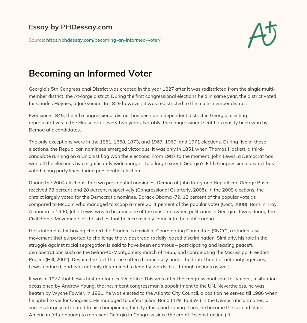 Becoming an Informed Voter essay