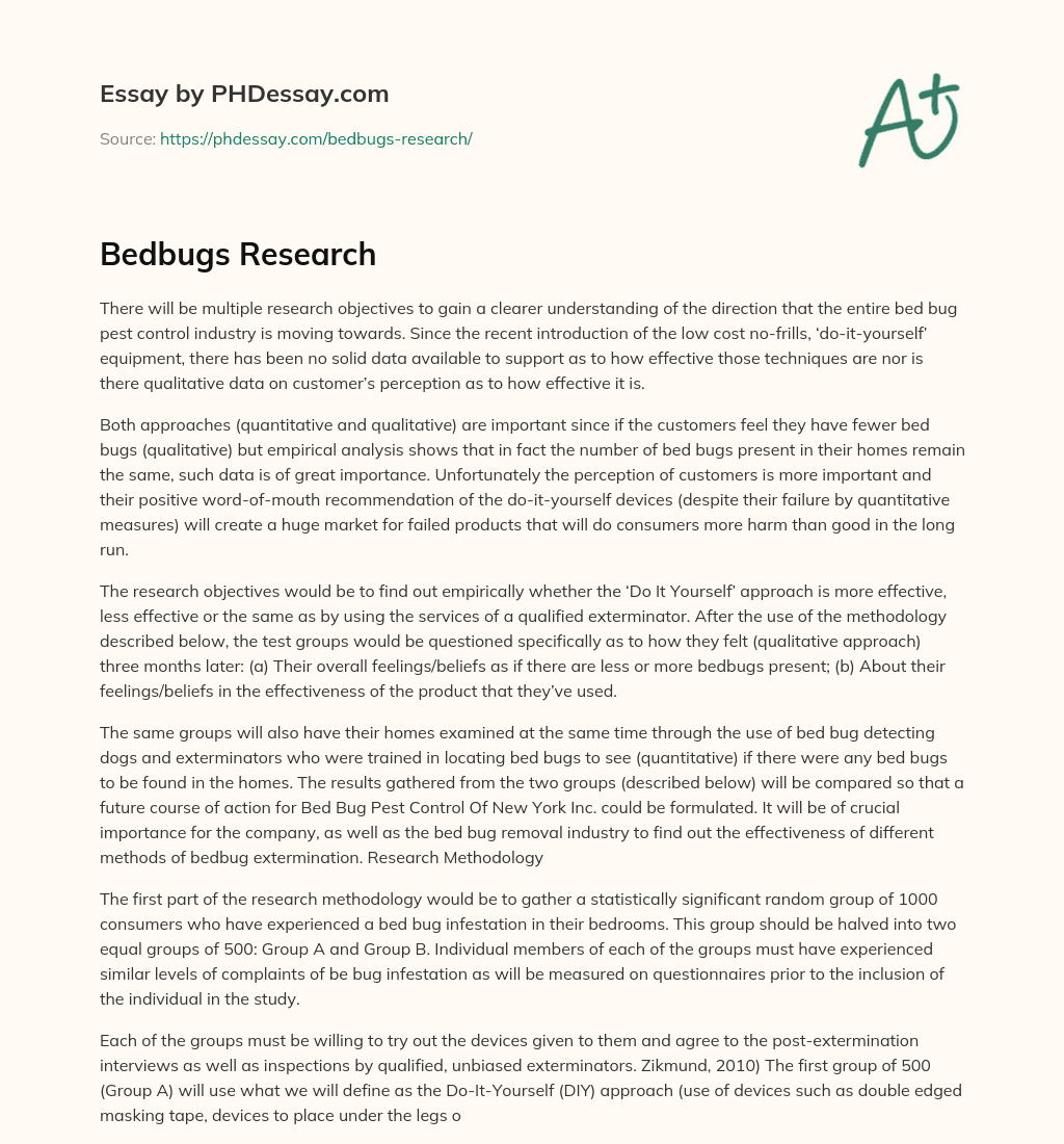 Bedbugs Research essay