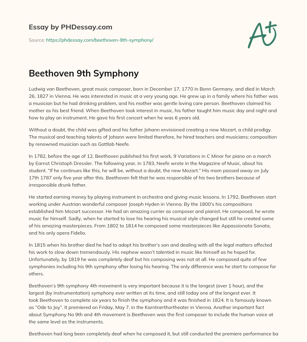 Beethoven 9th Symphony essay