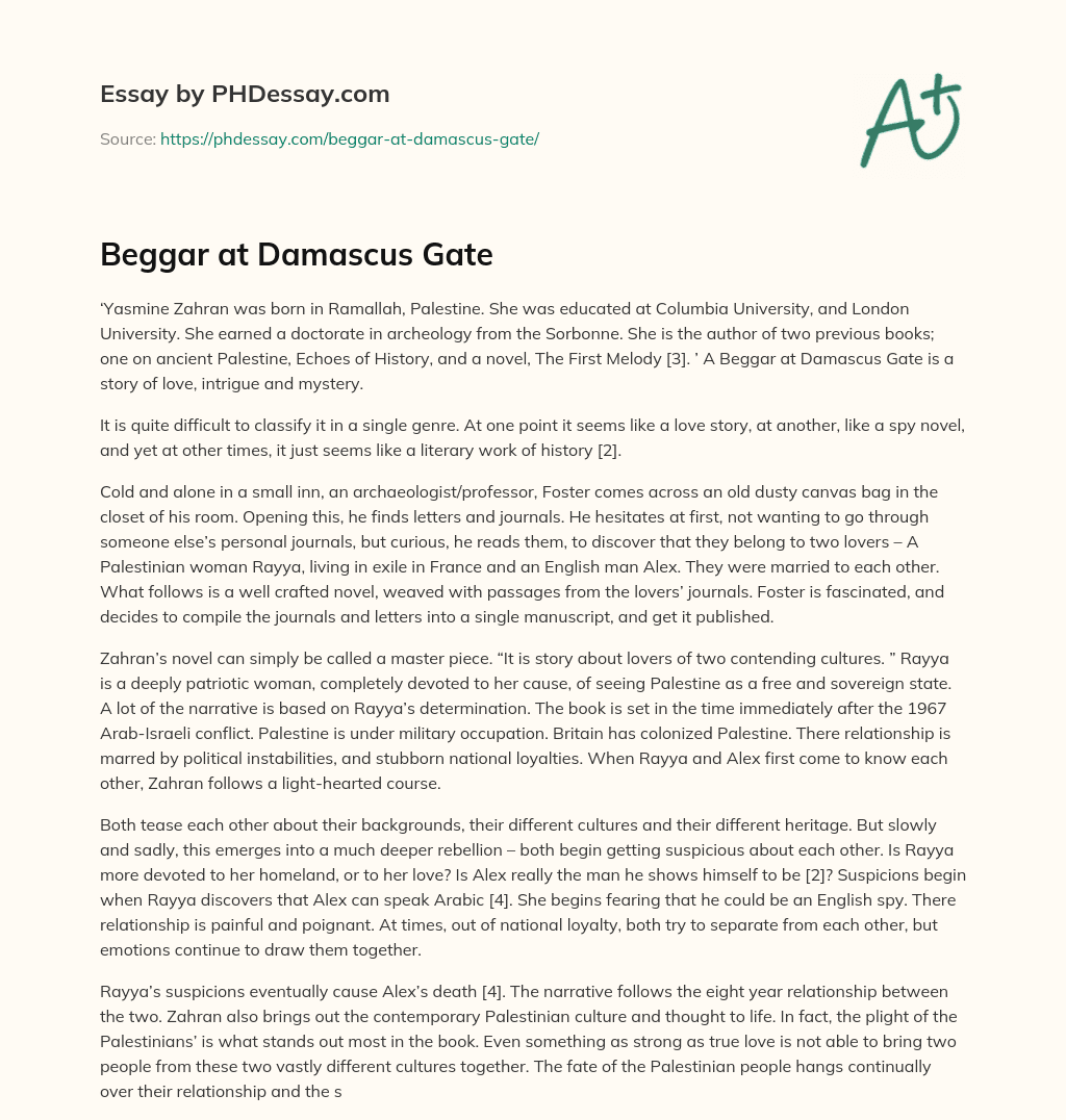 Beggar at Damascus Gate essay