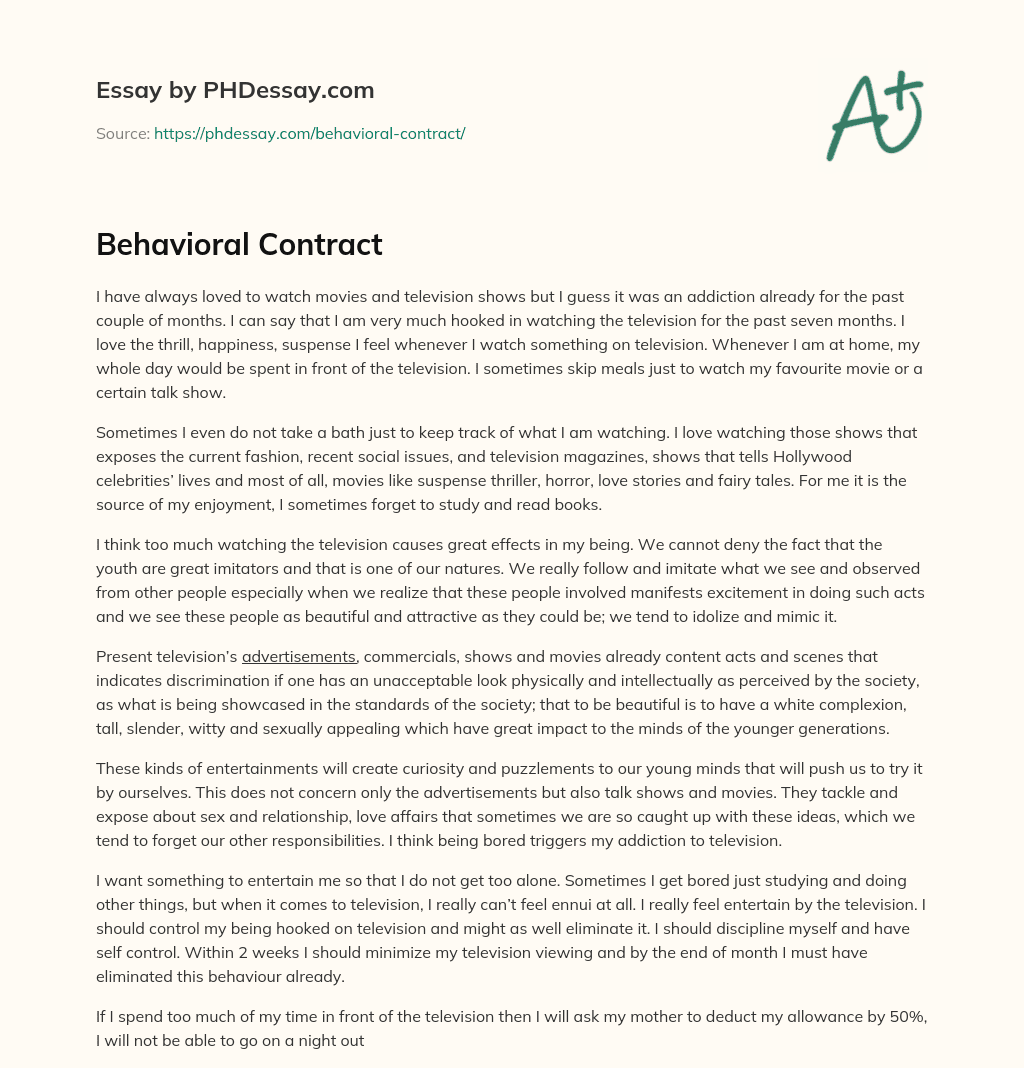 Behavioral Contract essay