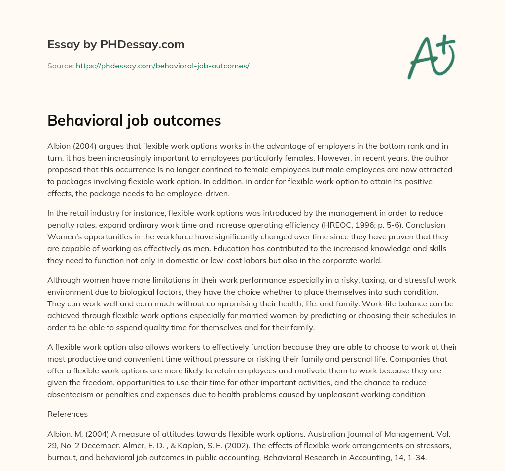 Behavioral job outcomes essay