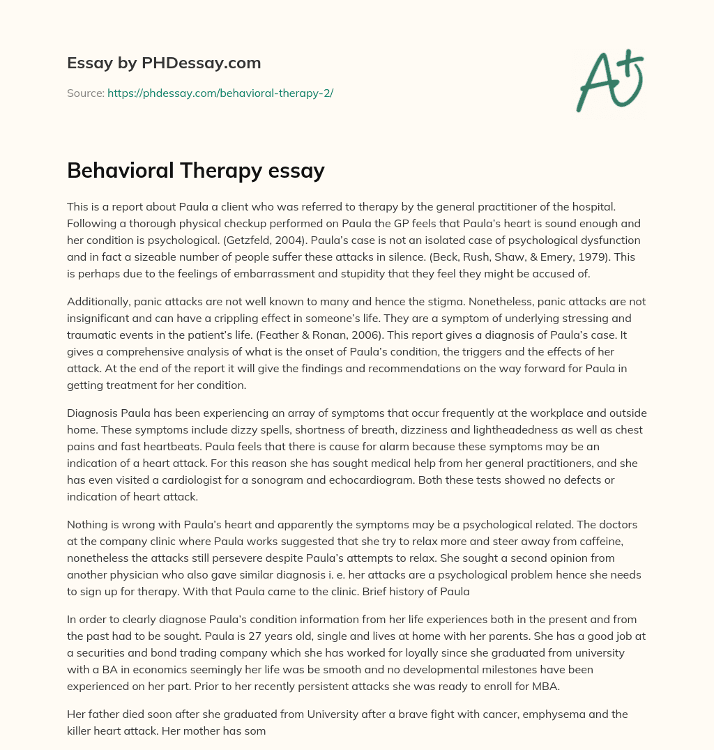 Behavioral Therapy essay essay