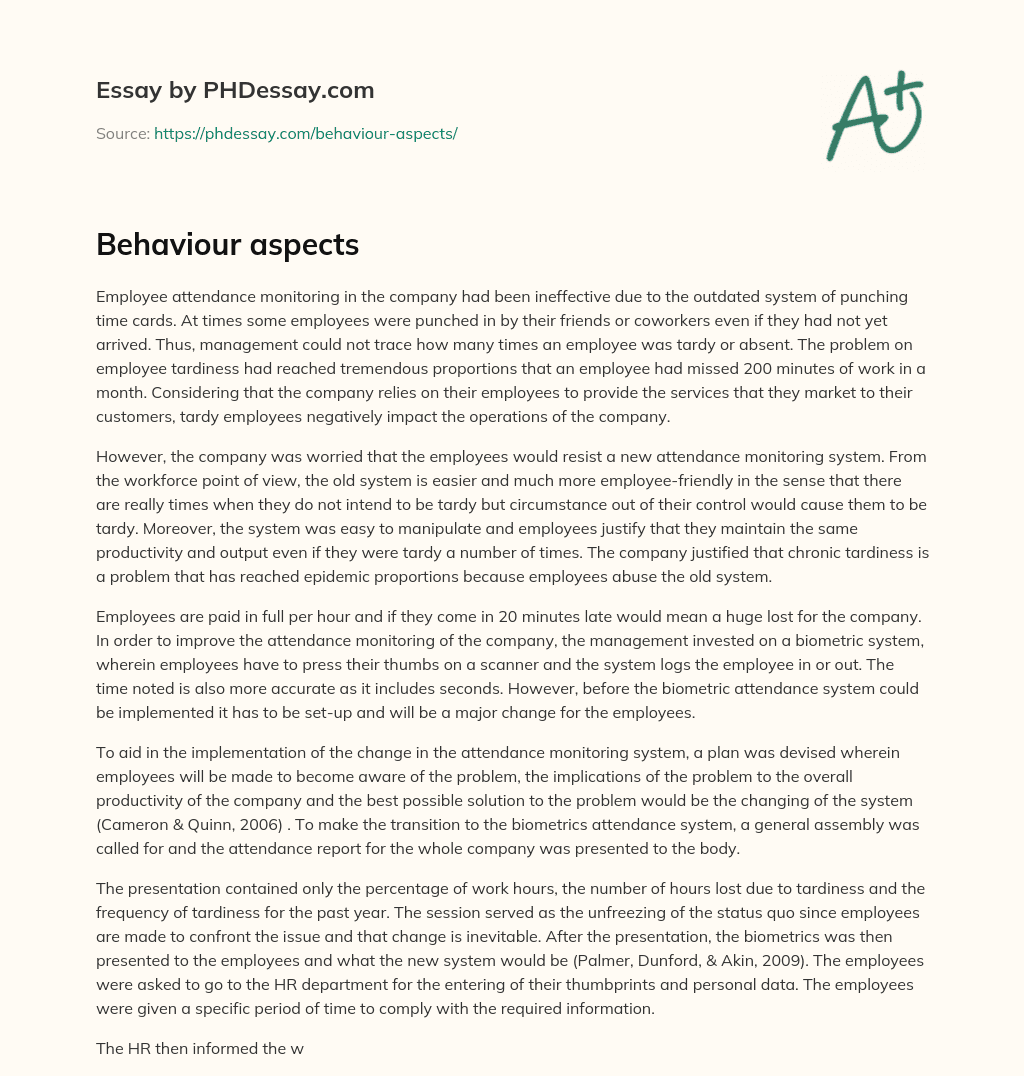 Behaviour aspects essay