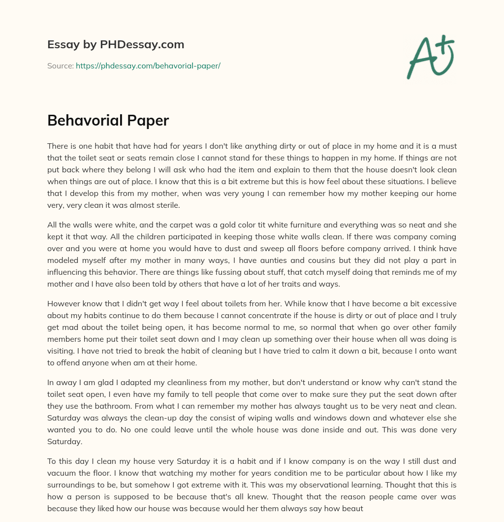 Behavorial Paper essay