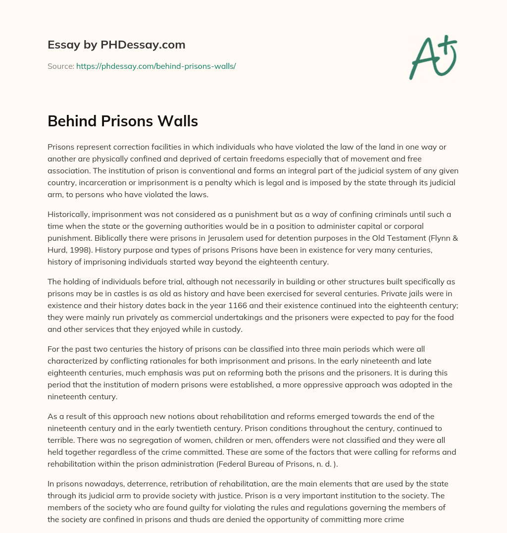 Behind Prisons Walls essay