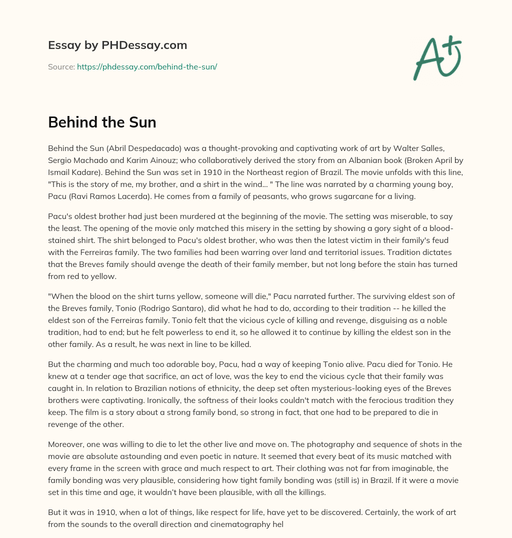 Behind the Sun essay