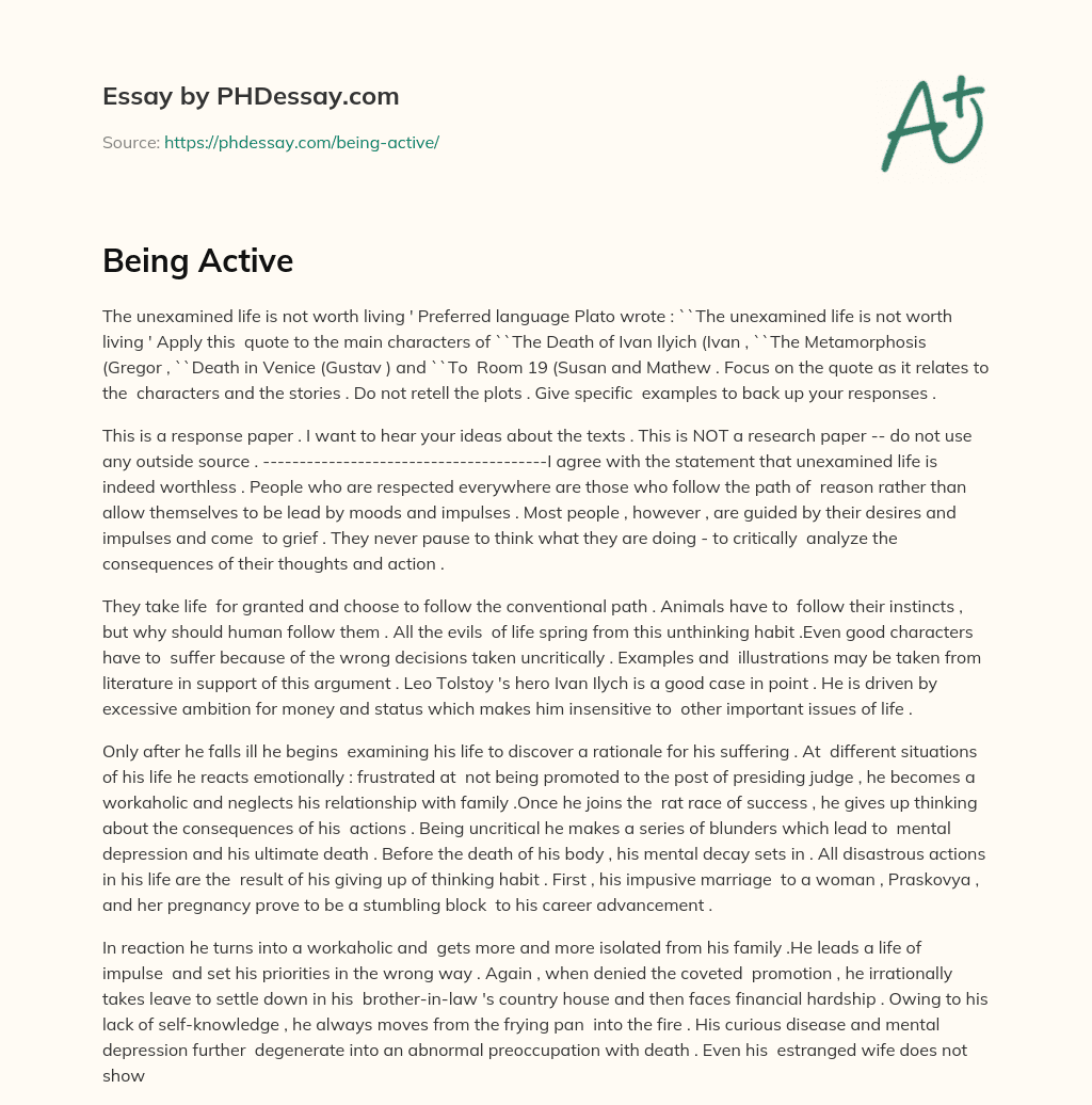 Being Active essay