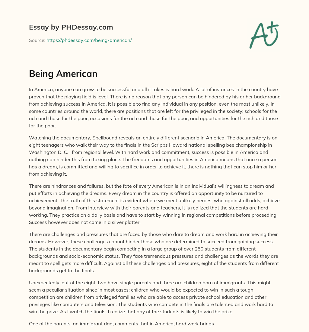 essay on being american