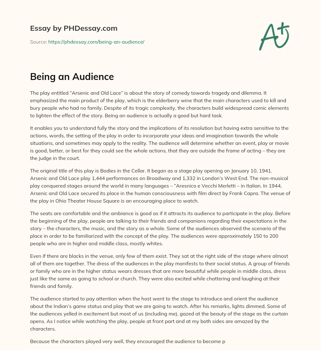 Being an Audience essay
